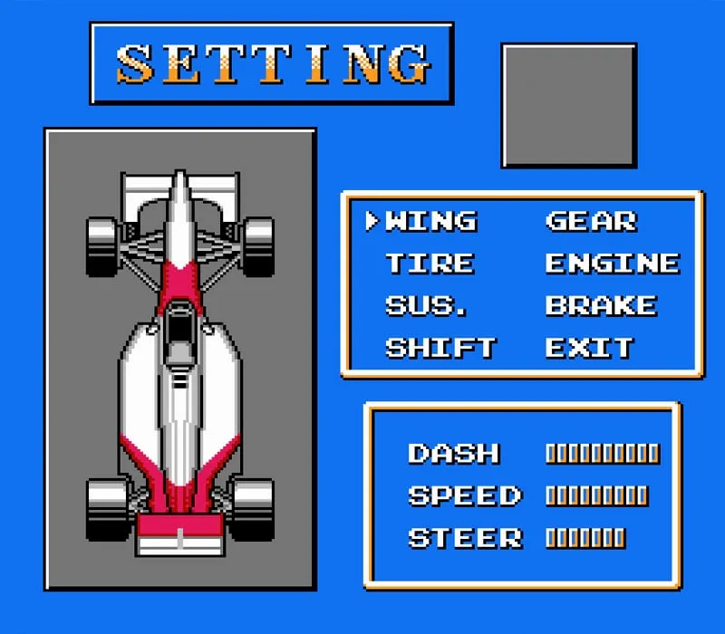 Formula 1 Sensation Gioco NES